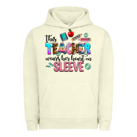 Pigment Pistachio this teacher wears her heart on sleeve Urban Hoodie - AdoDesignShop