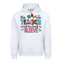 White this teacher wears her heart on sleeve Urban Hoodie - AdoDesignShop
