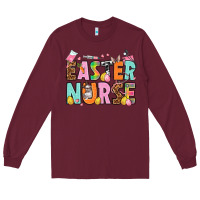 Burgundy Easter nurse Easter Day Long Sleeve Tee - HowdyJamesFarm