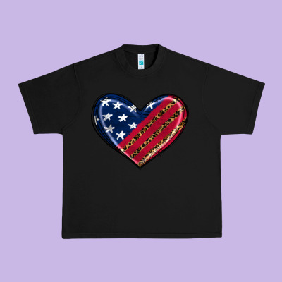Leopard With American Flag Urban Heavy Tee Designed By Ranaportraitstore