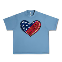Pebble Blue leopard with american flag Urban Heavy Tee - RanaPortraitStore