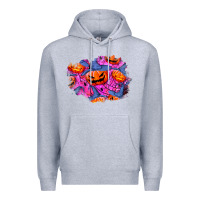 Heather Grey halloween pumpkin patch  4 Premium Hoodie - BundleAndBundleShop