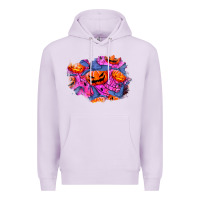 Lilac halloween pumpkin patch  4 Premium Hoodie - BundleAndBundleShop