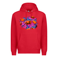 Red halloween pumpkin patch  4 Premium Hoodie - BundleAndBundleShop