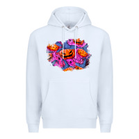 White halloween pumpkin patch  4 Premium Hoodie - BundleAndBundleShop