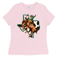 Bubblegum Pink Cowhide Texas Map Rodeo Cowboy Ladies Tee - Bettercallsaul
