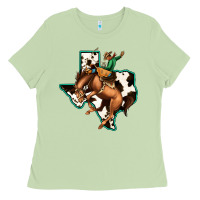 Matcha Cowhide Texas Map Rodeo Cowboy Ladies Tee - Bettercallsaul