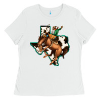 White Cowhide Texas Map Rodeo Cowboy Ladies Tee - Bettercallsaul