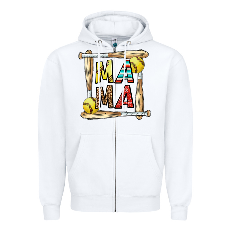 Softball Mama Zipper Hoodie by CowhideDigitalArt | Teevron
