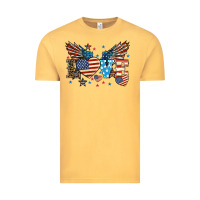Vintage Mustard Love America wings 4th of july Vintage Tee - HowdyJamesFarm