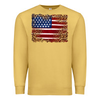 Antique Gold american flag and leopard Premium Sweatshirt - Artiststas