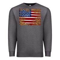 Charcoal Heather american flag and leopard Premium Sweatshirt - Artiststas