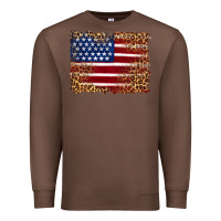 Chestnut american flag and leopard Premium Sweatshirt - Artiststas