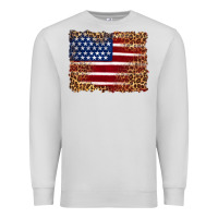 Dove Grey american flag and leopard Premium Sweatshirt - Artiststas