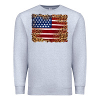 Heather Grey american flag and leopard Premium Sweatshirt - Artiststas