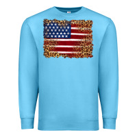 Ocean Blue american flag and leopard Premium Sweatshirt - Artiststas