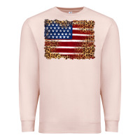 Pale Pink american flag and leopard Premium Sweatshirt - Artiststas