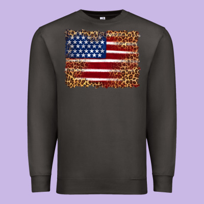 American Flag And Leopard Premium Sweatshirt Designed By Artiststas