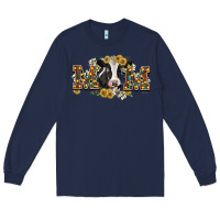 Navy Mom with cow Long Sleeve Tee - CowGirlArtShop