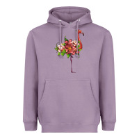 Lavender flamingo with tropical flowers Heavyweight Hoodie - Artiststas