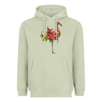 Matcha flamingo with tropical flowers Heavyweight Hoodie - Artiststas