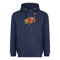 Navy flamingo with tropical flowers Heavyweight Hoodie - Artiststas