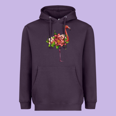 Flamingo With Tropical Flowers Heavyweight Hoodie Designed By Artiststas
