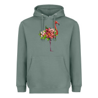 Sage flamingo with tropical flowers Heavyweight Hoodie - Artiststas