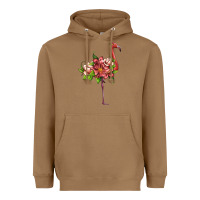 Toasted Coconut flamingo with tropical flowers Heavyweight Hoodie - Artiststas