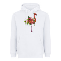 White flamingo with tropical flowers Heavyweight Hoodie - Artiststas