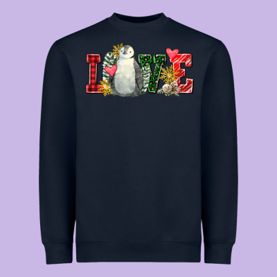 Christmas Penguin Love Heavyweight Sweatshirt Designed By Fadigitalartstudio