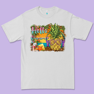 Hello Summer Pineapple Premium Tee Designed By Barkaloodesign