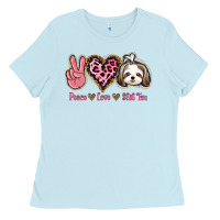 Baby Blue Peace Love Shih Tzu Ladies Tee - Bettercallsaul