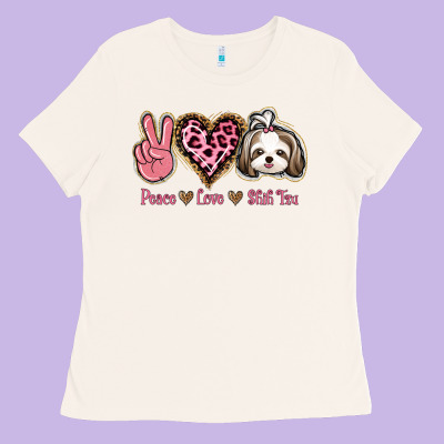 Peace Love Shih Tzu Ladies Tee Designed By Bettercallsaul
