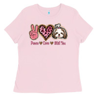 Bubblegum Pink Peace Love Shih Tzu Ladies Tee - Bettercallsaul