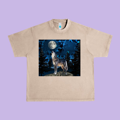 Wolf Howling At The Moon Urban Heavy Tee Designed By Tumblerdesignbyshophia