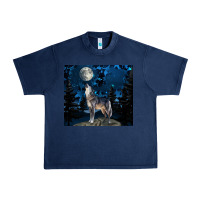 Navy wolf howling at the moon Urban Heavy Tee - TumblerDesignByShophia