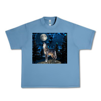 Pebble Blue wolf howling at the moon Urban Heavy Tee - TumblerDesignByShophia