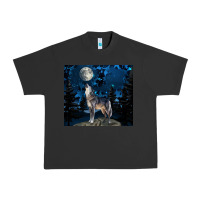 Pigment Black wolf howling at the moon Urban Heavy Tee - TumblerDesignByShophia