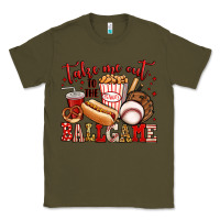 Army Green take me out to the ball game baseball Classic Tee - Jasminsmagicworld