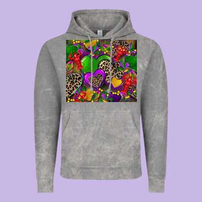 Mardi Gras Hearts Vintage Hoodie Designed By Cowgirlartshop