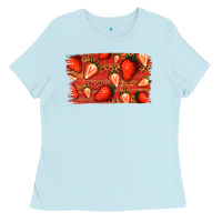 Baby Blue Strawberry Background Ladies Tee - Bettercallsaul