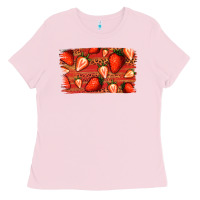 Bubblegum Pink Strawberry Background Ladies Tee - Bettercallsaul