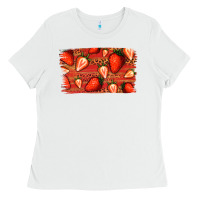 White Strawberry Background Ladies Tee - Bettercallsaul