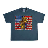 Midnight Navy jesus christ with american flag Urban Heavy Tee - TumblerDesignByShophia