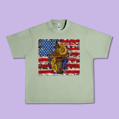Jesus Christ With American Flag Urban Heavy Tee Designed By Tumblerdesignbyshophia