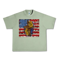 Oil Green jesus christ with american flag Urban Heavy Tee - TumblerDesignByShophia