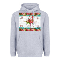 Heather Grey flamingo with tropical flowers Heavyweight Hoodie - Artiststas