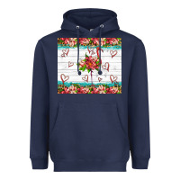 Navy flamingo with tropical flowers Heavyweight Hoodie - Artiststas