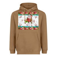 Toasted Coconut flamingo with tropical flowers Heavyweight Hoodie - Artiststas